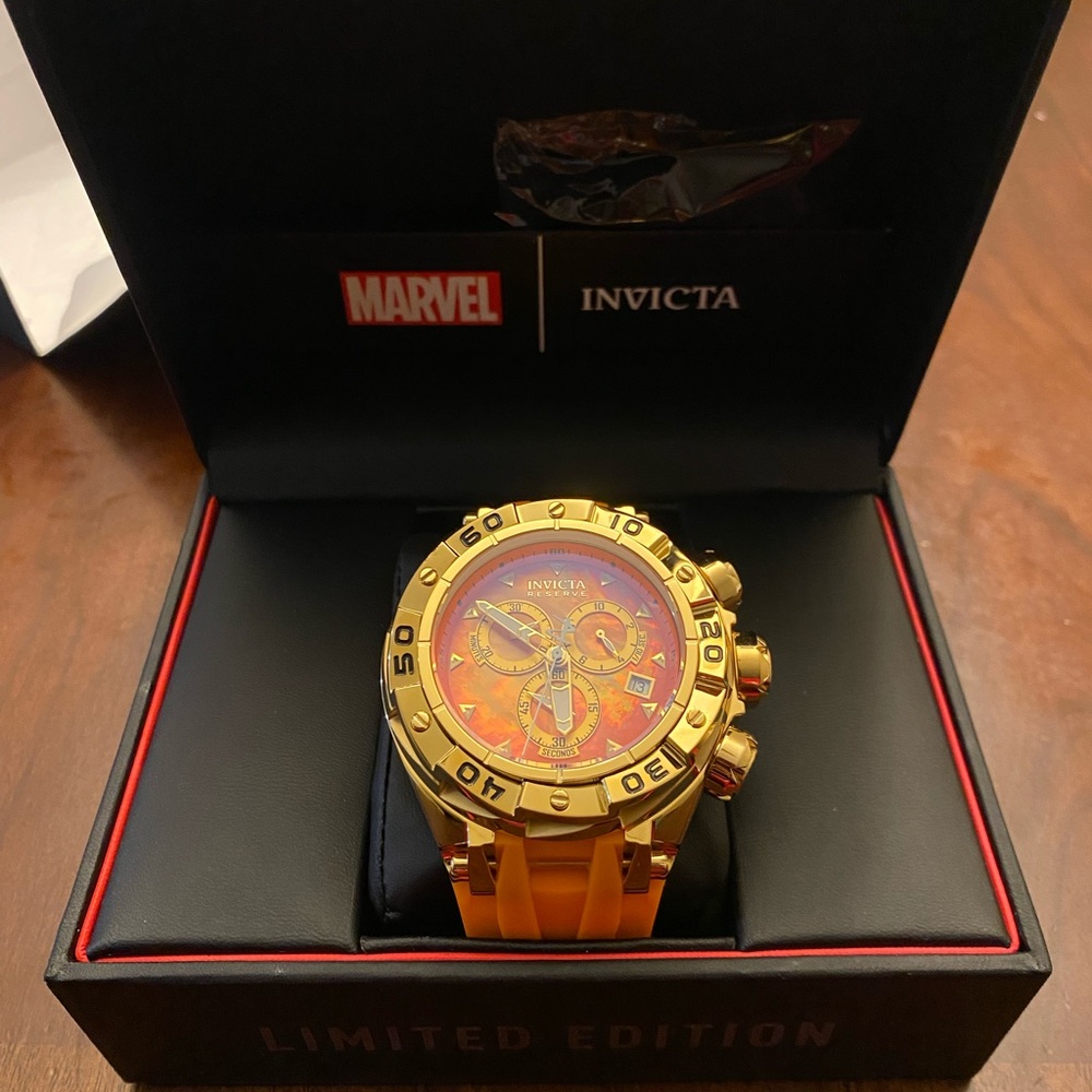 Invicta Marvel Ripsaw Gold and Orange Chronograph Watch Limited Edition